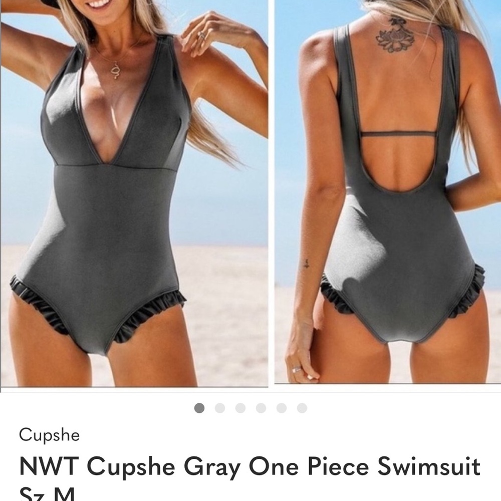 Cupshe Women’s Gray One Piece Ruffle swimsuit Women’s Medium